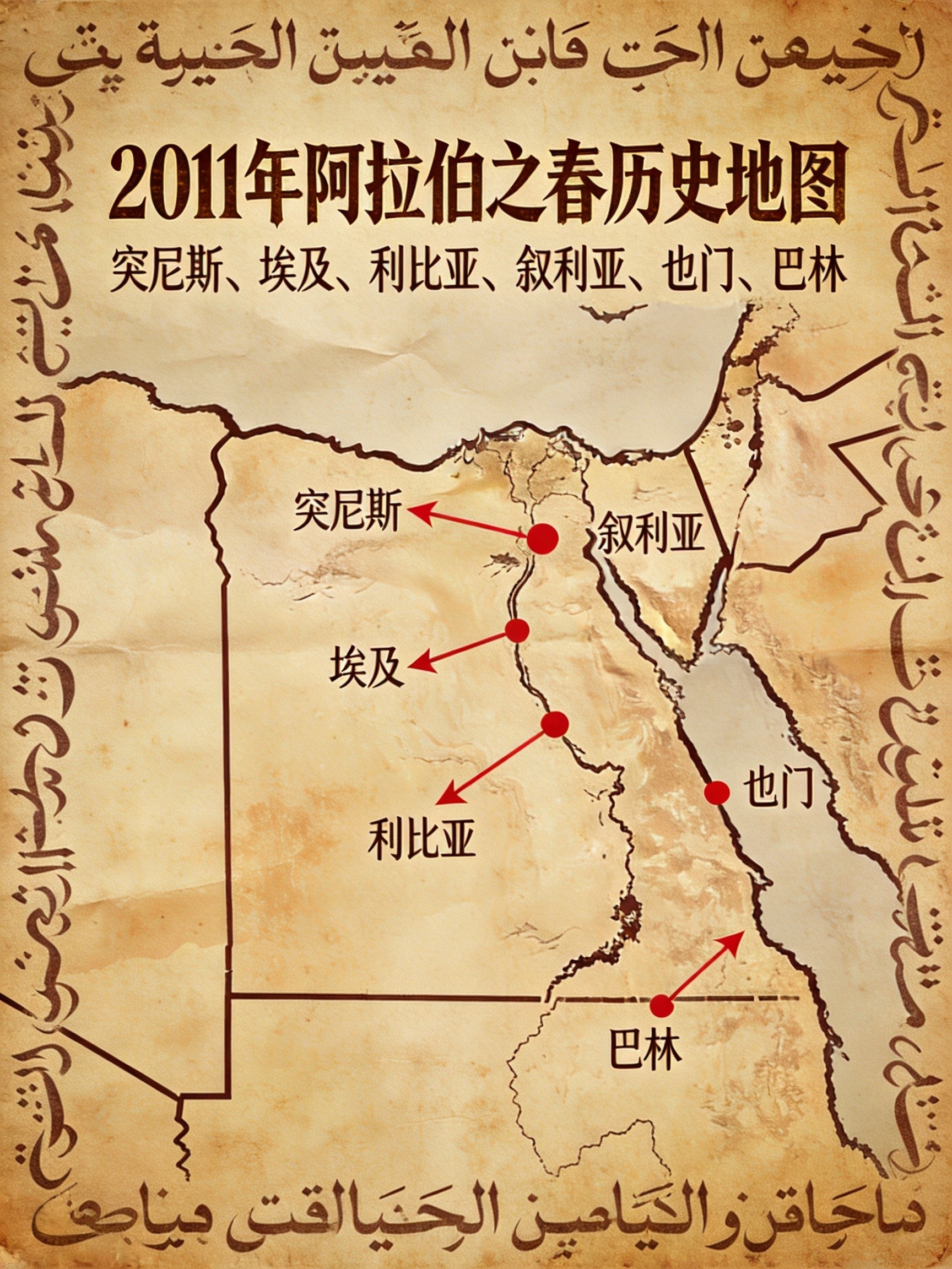 阿拉伯之春波及地图